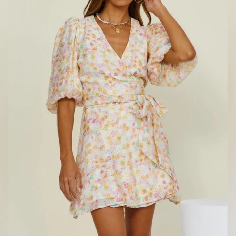 MINKPINK Revolve Elvire Floral Wrap Mini Dress XS